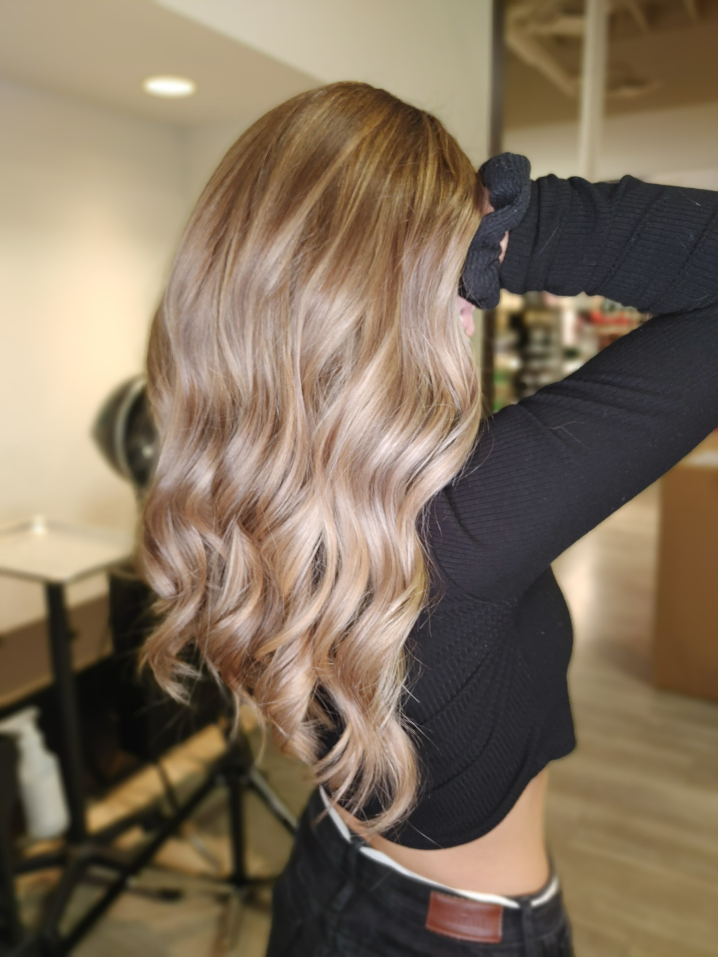 Root touch-up by Calgary mobile hair specialist
